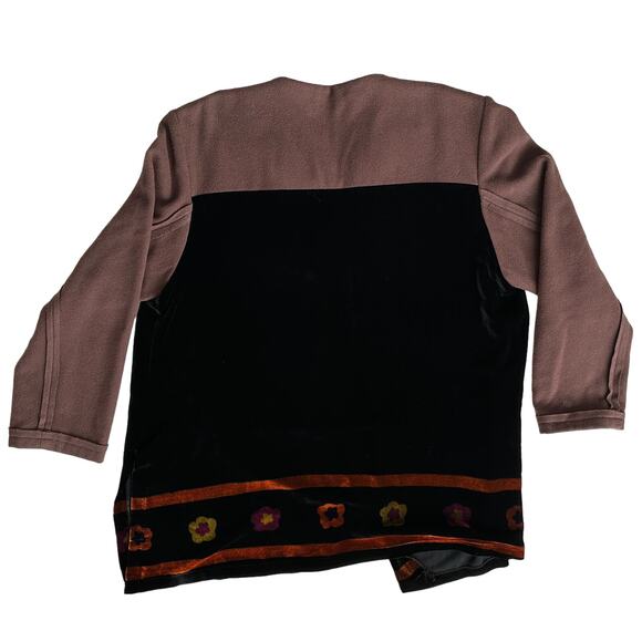 Anny & Adi Jacobson Art to Wear Velvet Felt Painted Open Jacket Padded Collar L - Picture 2 of 7